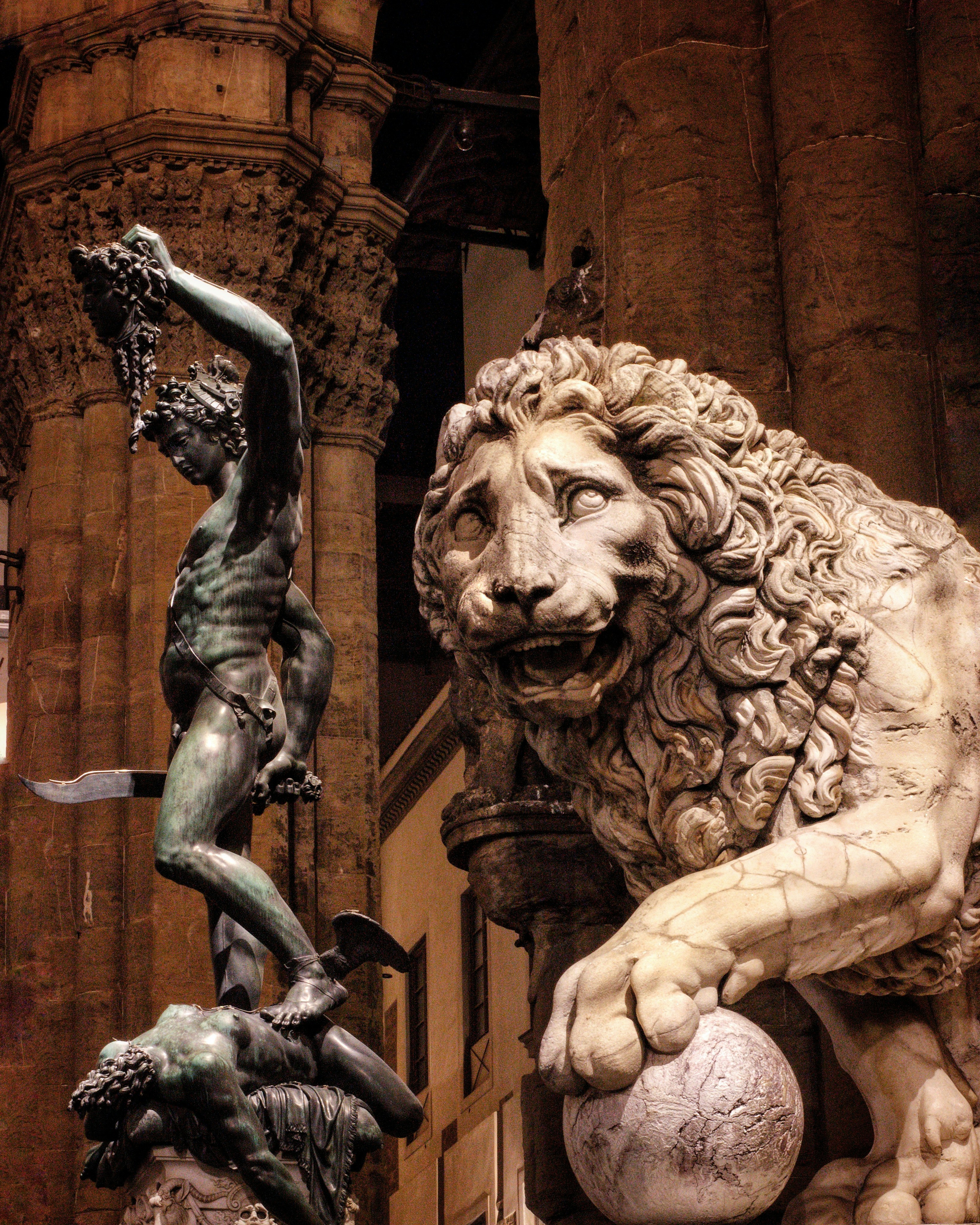 Outdoor lion statue