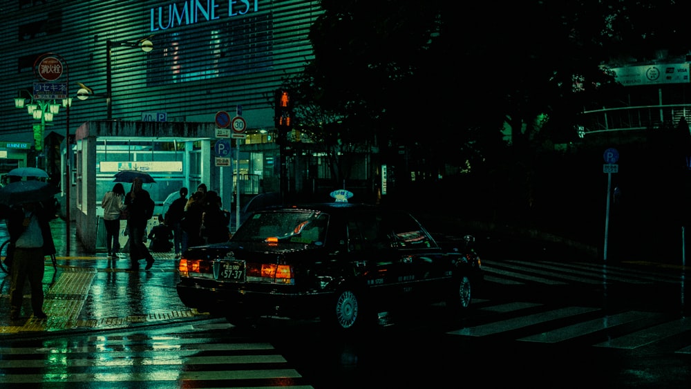 black car on road