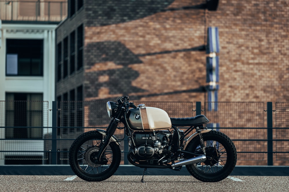 black and brown chopper motorcycle