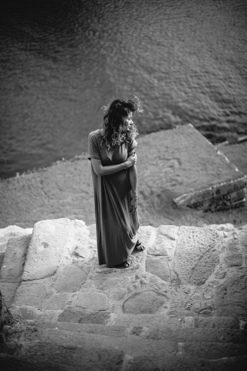 woman standing near sea