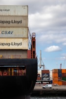 a large cargo ship sitting next to a dock
