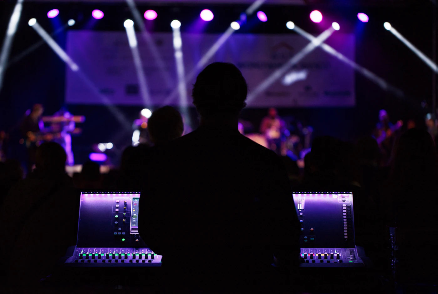 An operator at the control desk watching over a live show