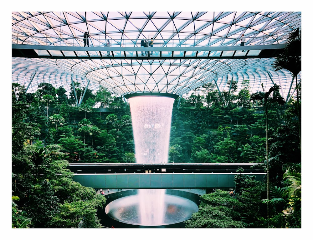 view of Shiseido Forest Valley and HSBC Rain Vortex at Changi Airport Singapore