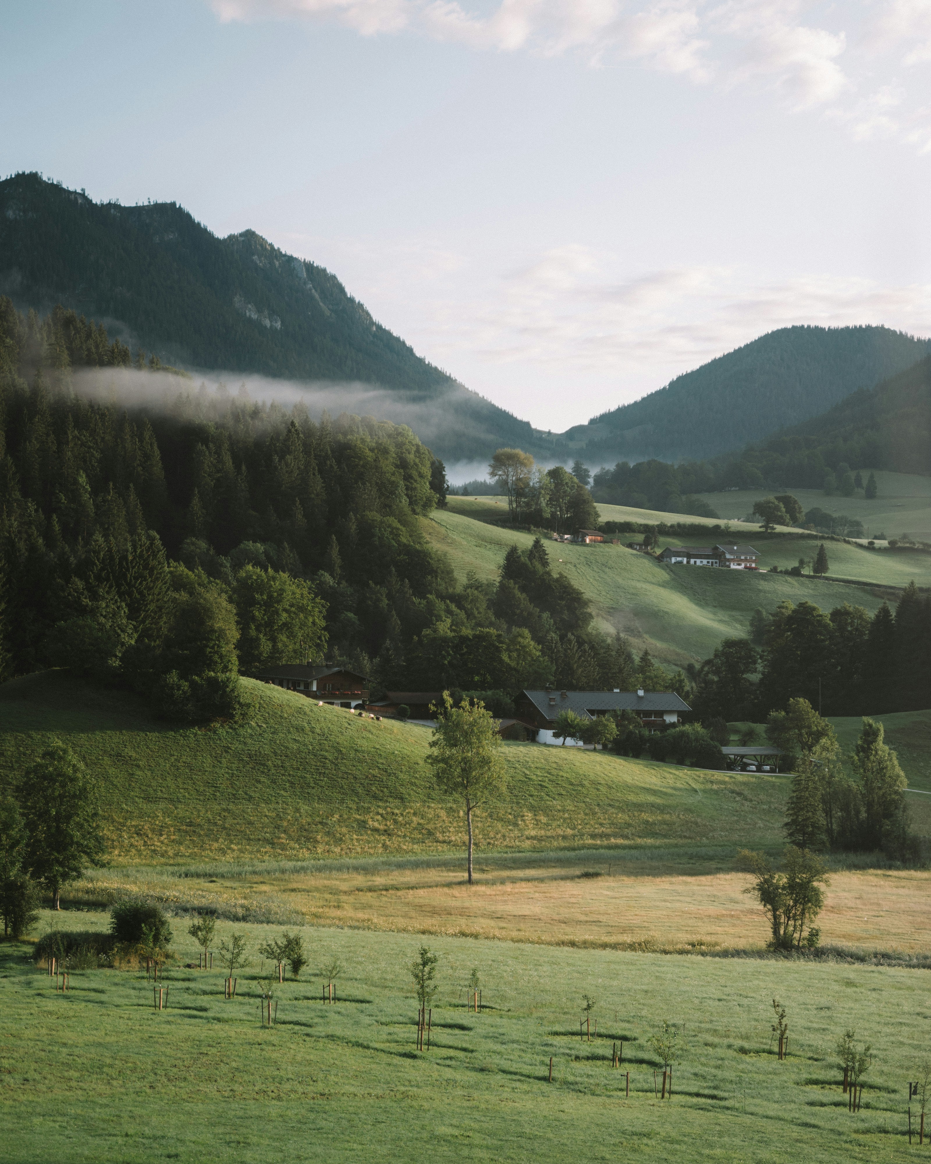 Foggy hills during the sunrise in Germany