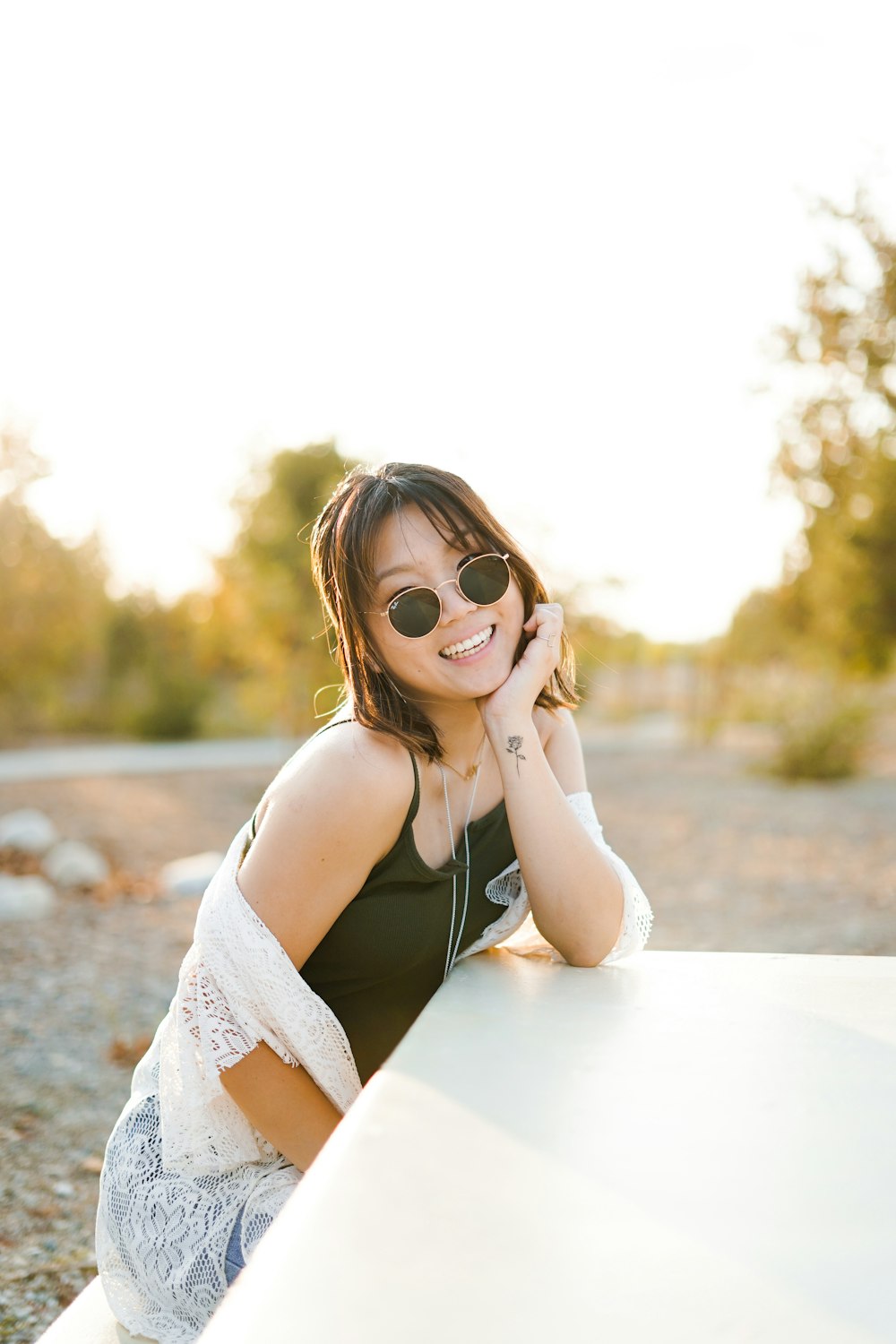 woman around picnic table