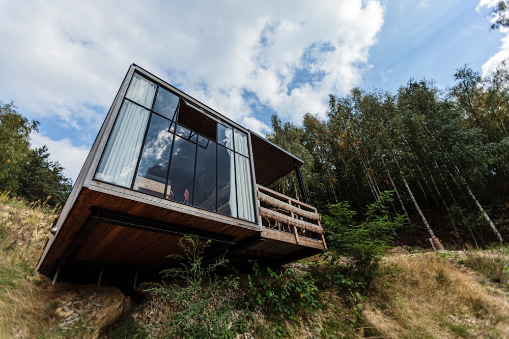 architectural photography of brown house