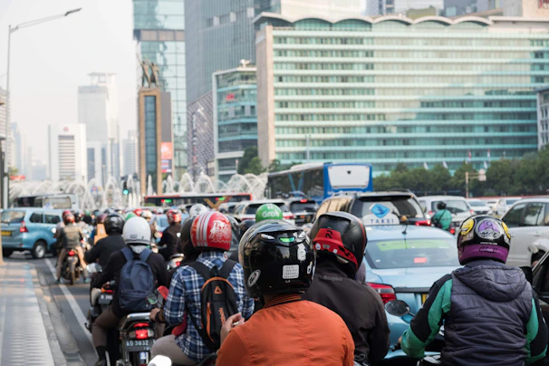 Busy jakarta with pollution