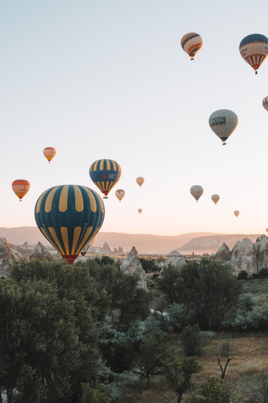 flying hot air balloon lot in Göreme Turkey