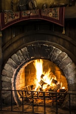 brown frame fireplace
