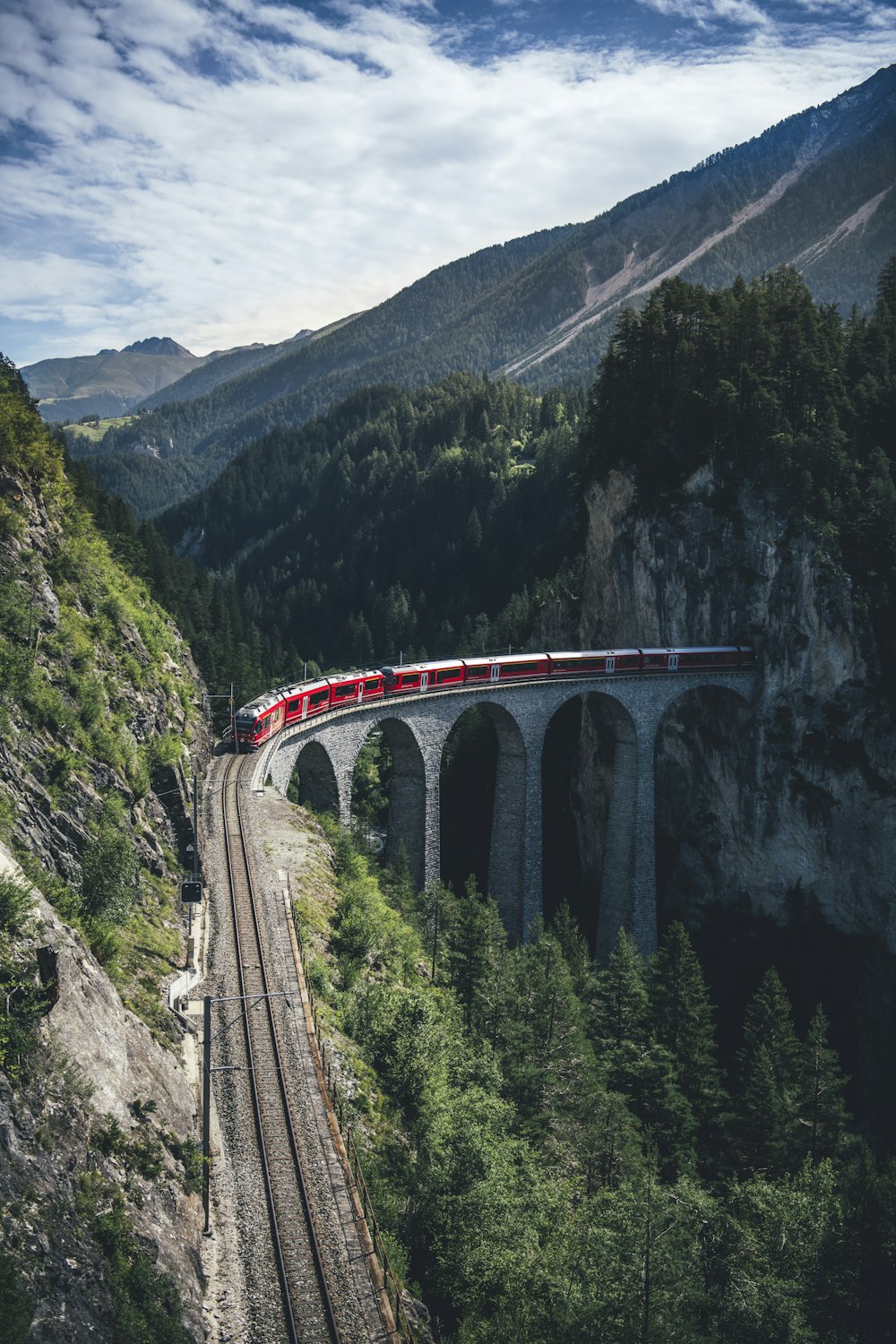 train crossing on bridge