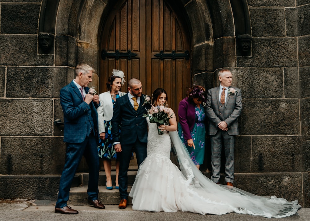 wedding couple behind closed door