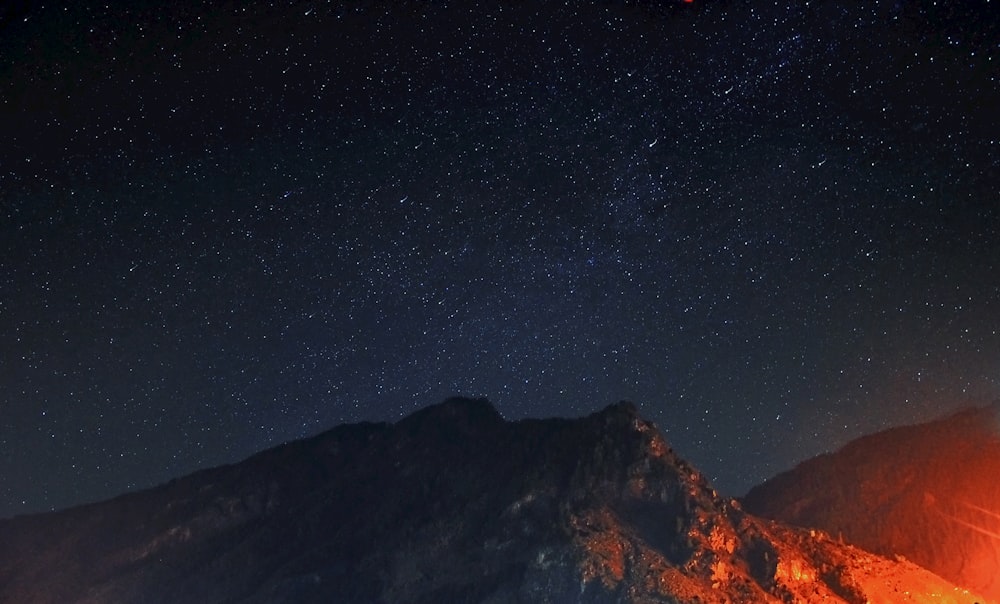 mountain at night time