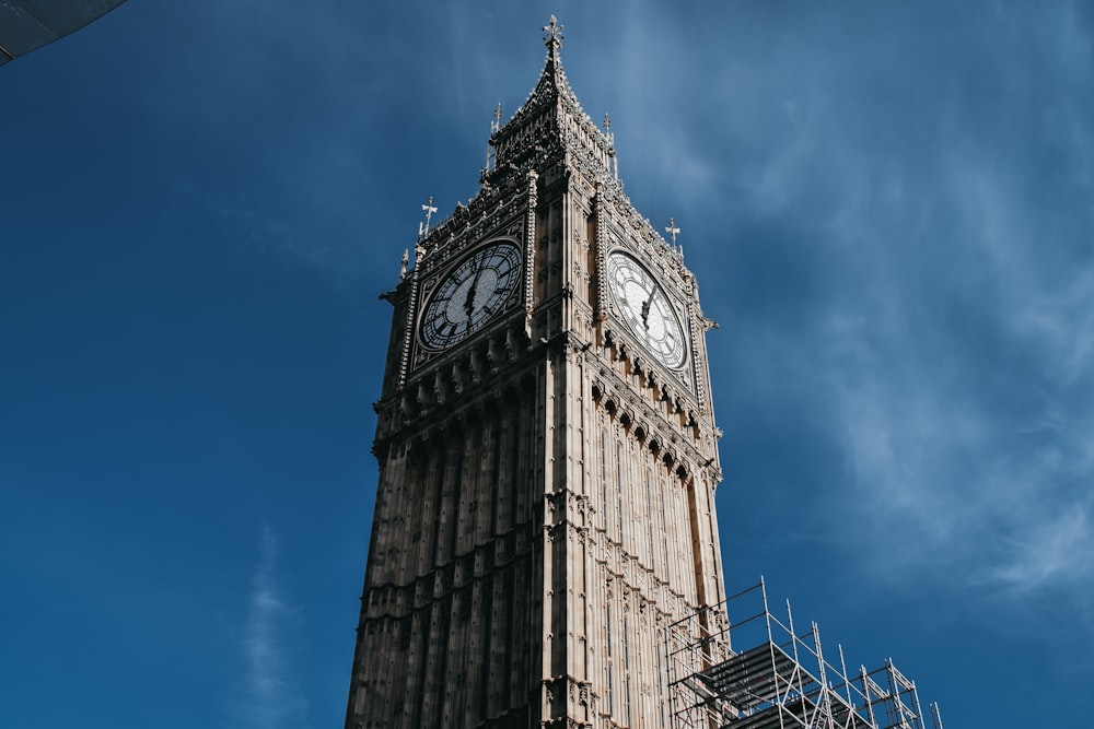 Big Ben in London under blue and white skies during daytime