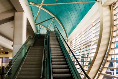 grey escalator elevated zoom background