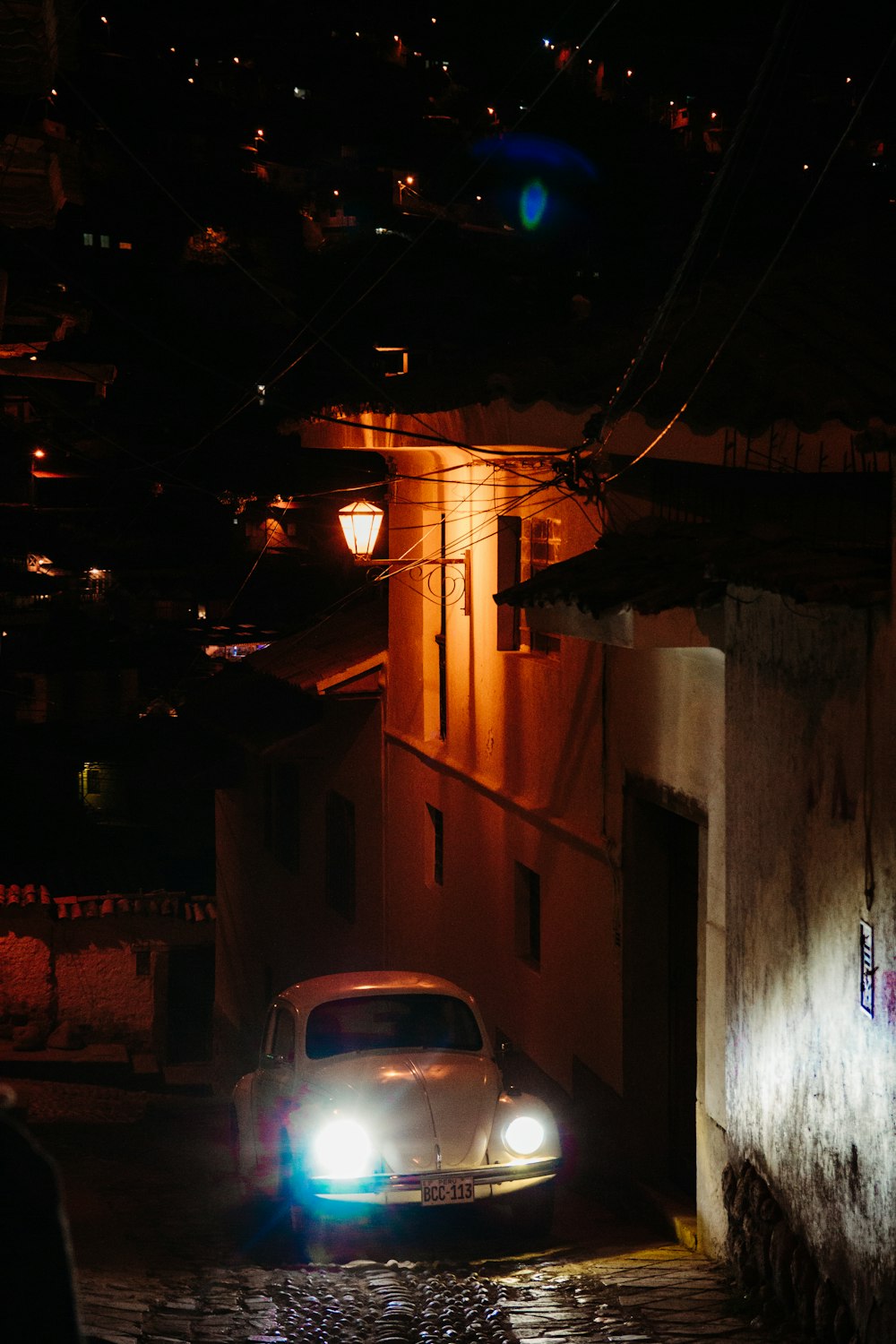 Volkswagen Beetle at night