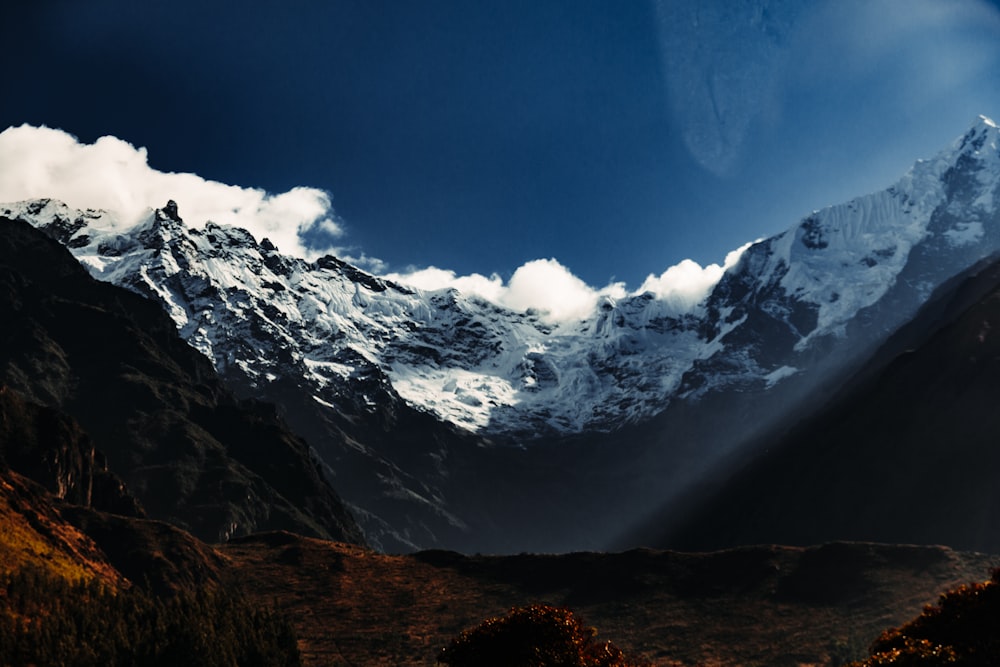 ice-capped mountains at daytime