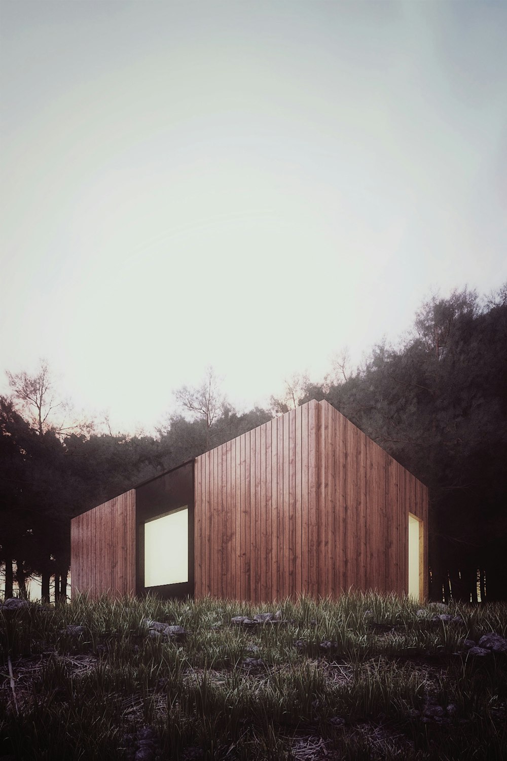 trees near brown wooden house