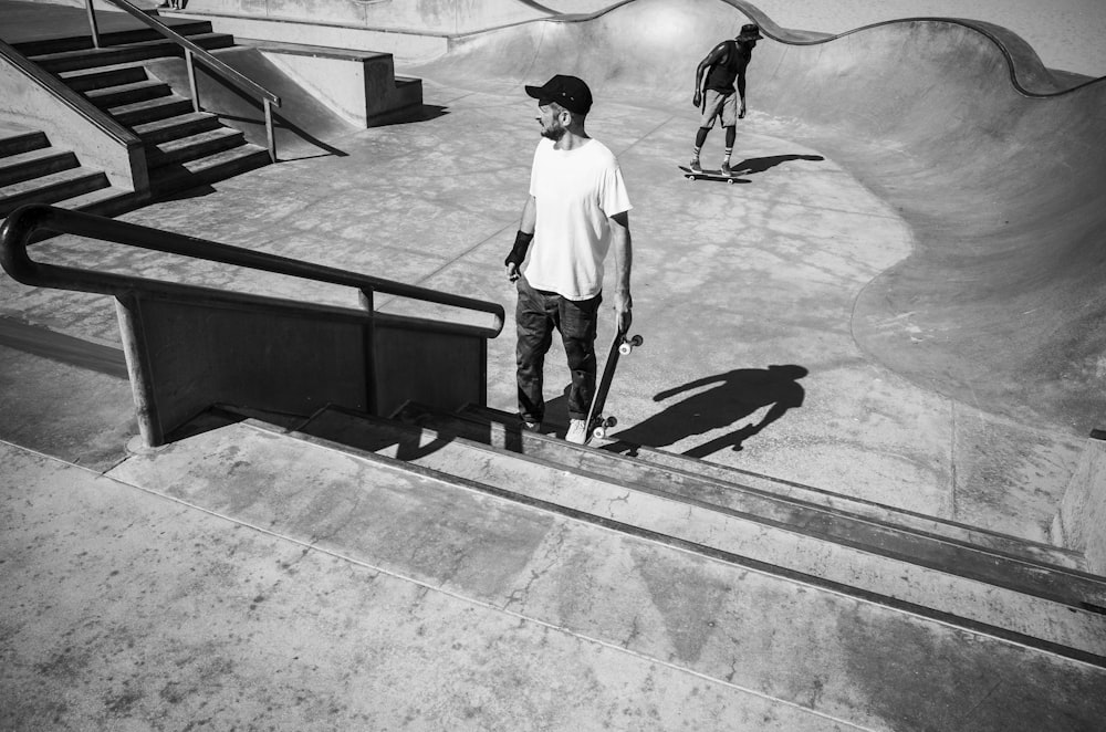 man standing near stairs