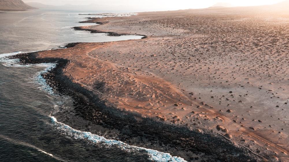 high angle photo of seashore