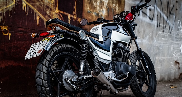 white and black motorcycle