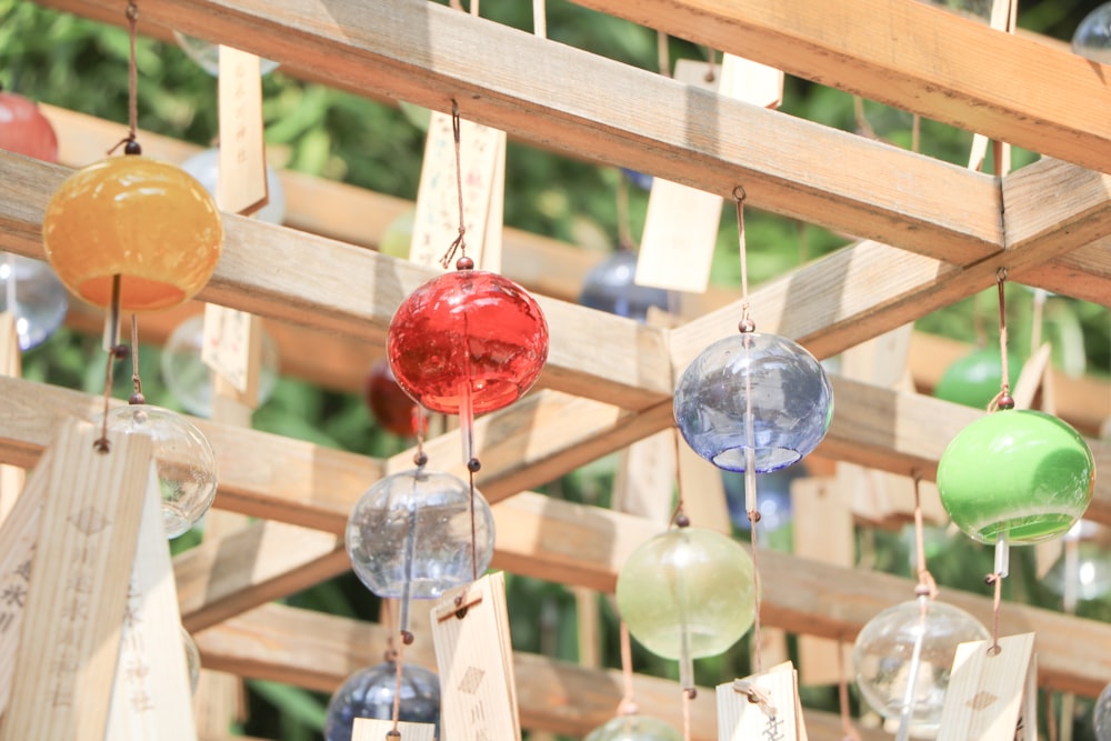 assorted-color glass hanging decors