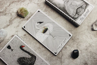 three assorted cards