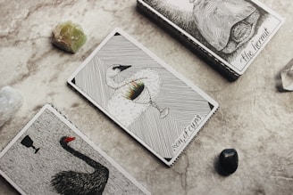 three assorted cards