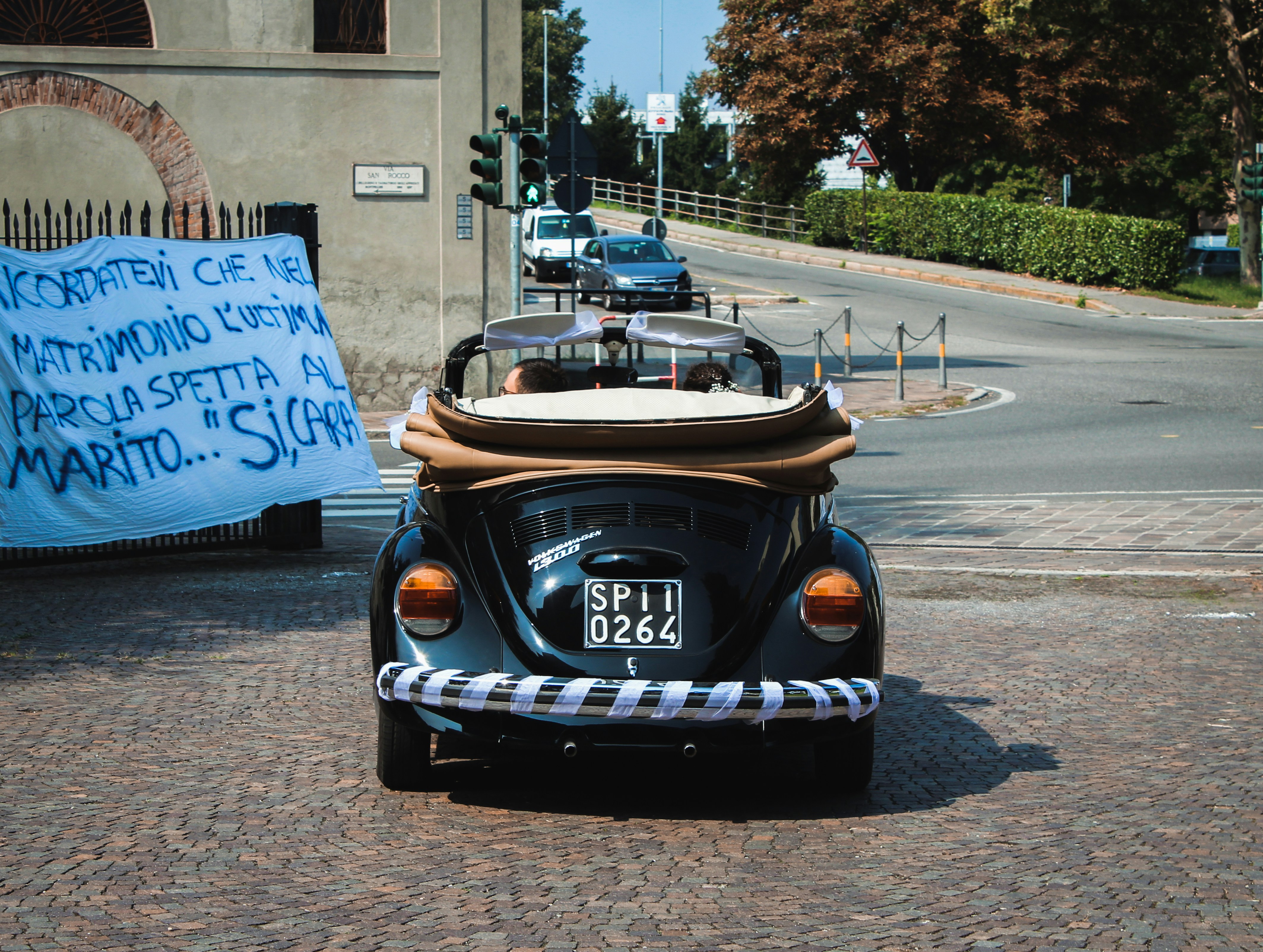 black Volkswagen Beetle convertible