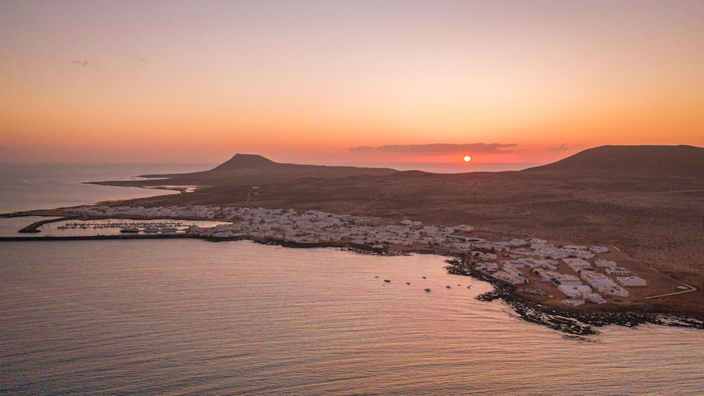 brown island during golden hour