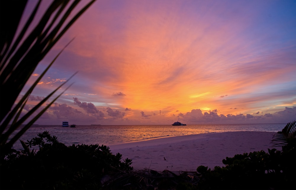 silhouette of island during golden hour