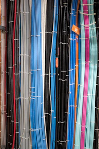 assorted-color coated cables