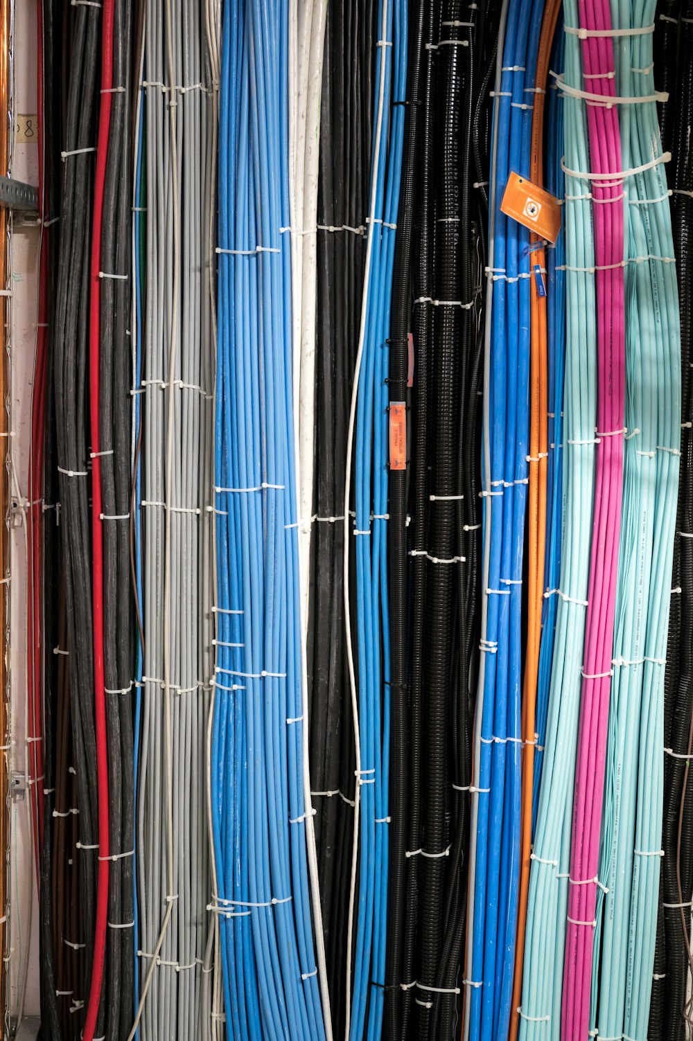 assorted-color coated cables
