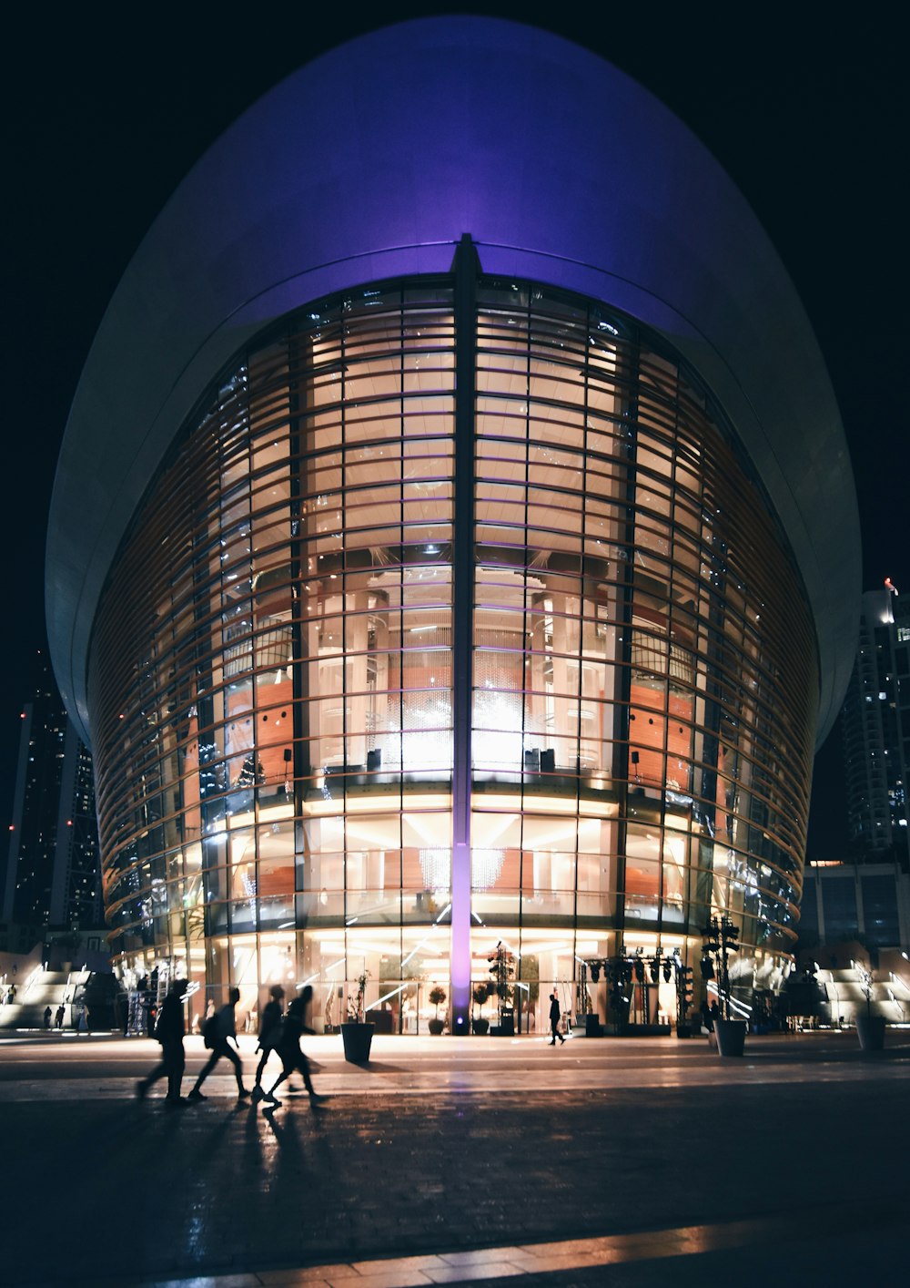 people near building during night