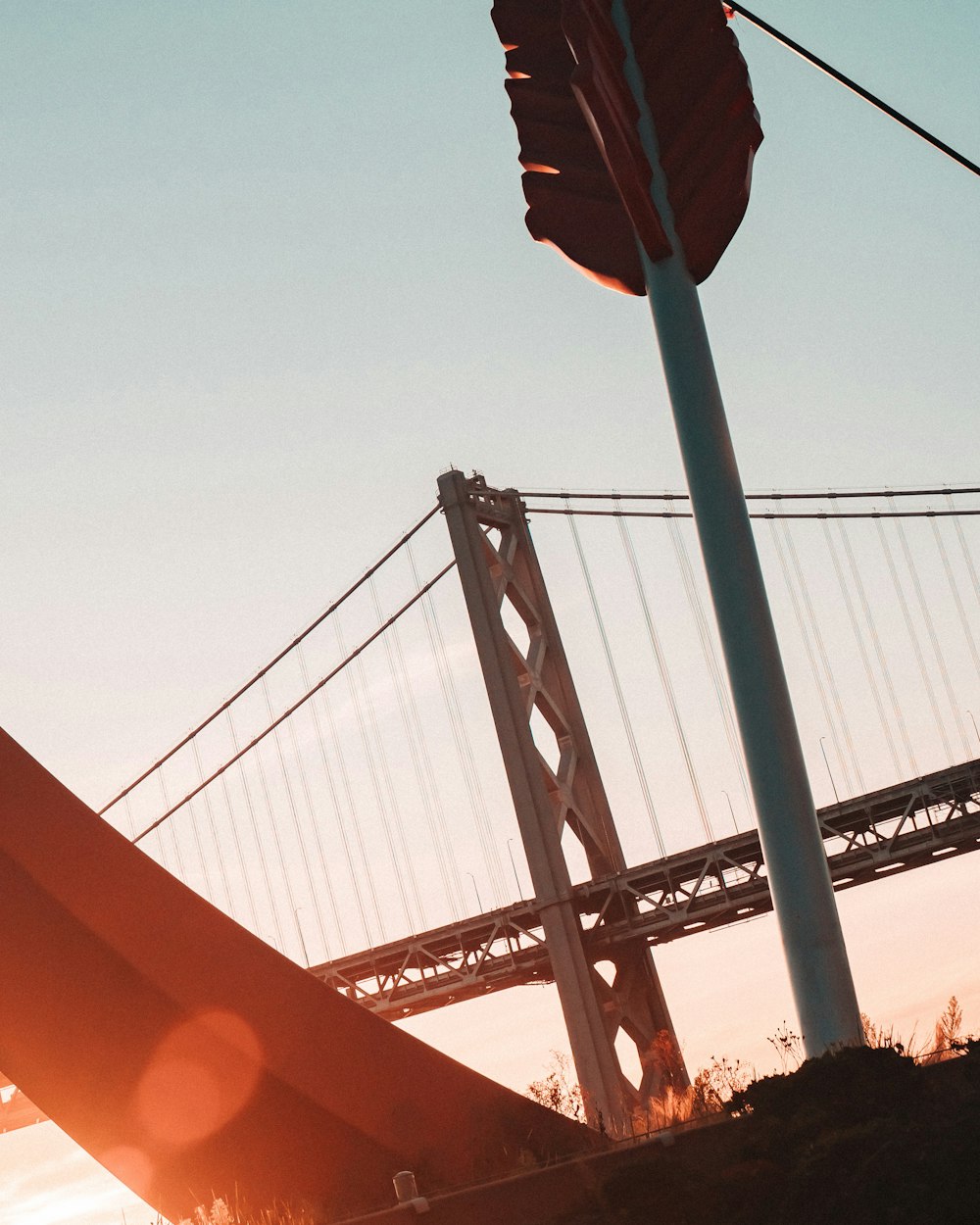 steel bridge during golden hour