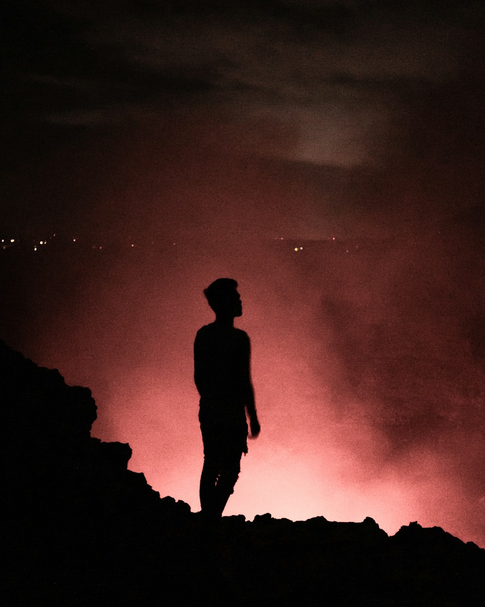 silhouette of man during nighttime