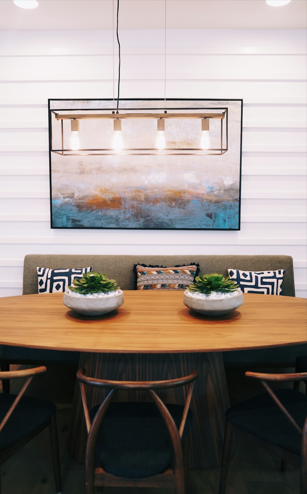 oval brown wooden table