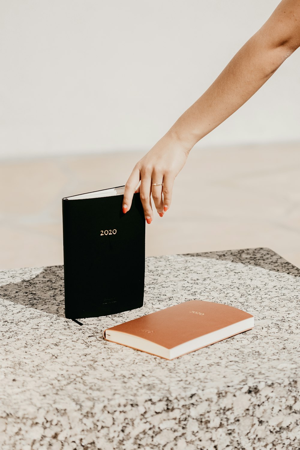 black book beside another brown book