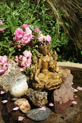 gold statue garden decor