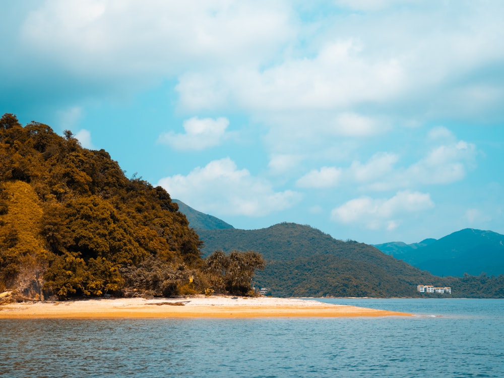 island under blue sky