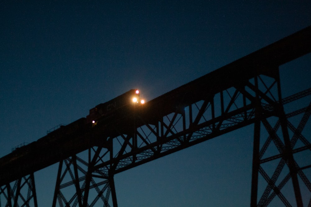 grey metal frame at night