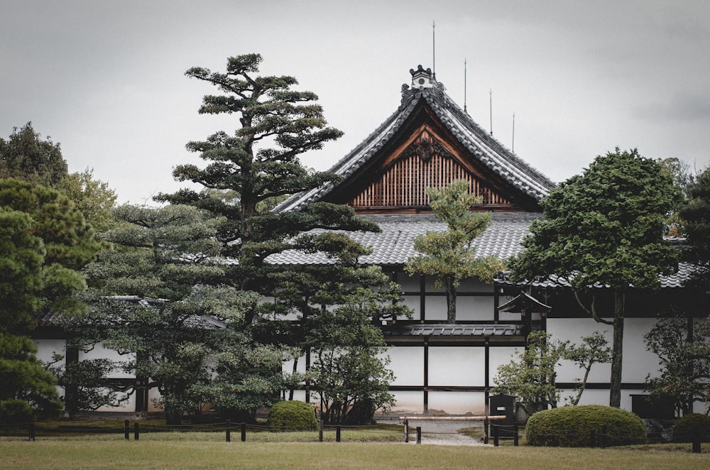 white and black house near trees