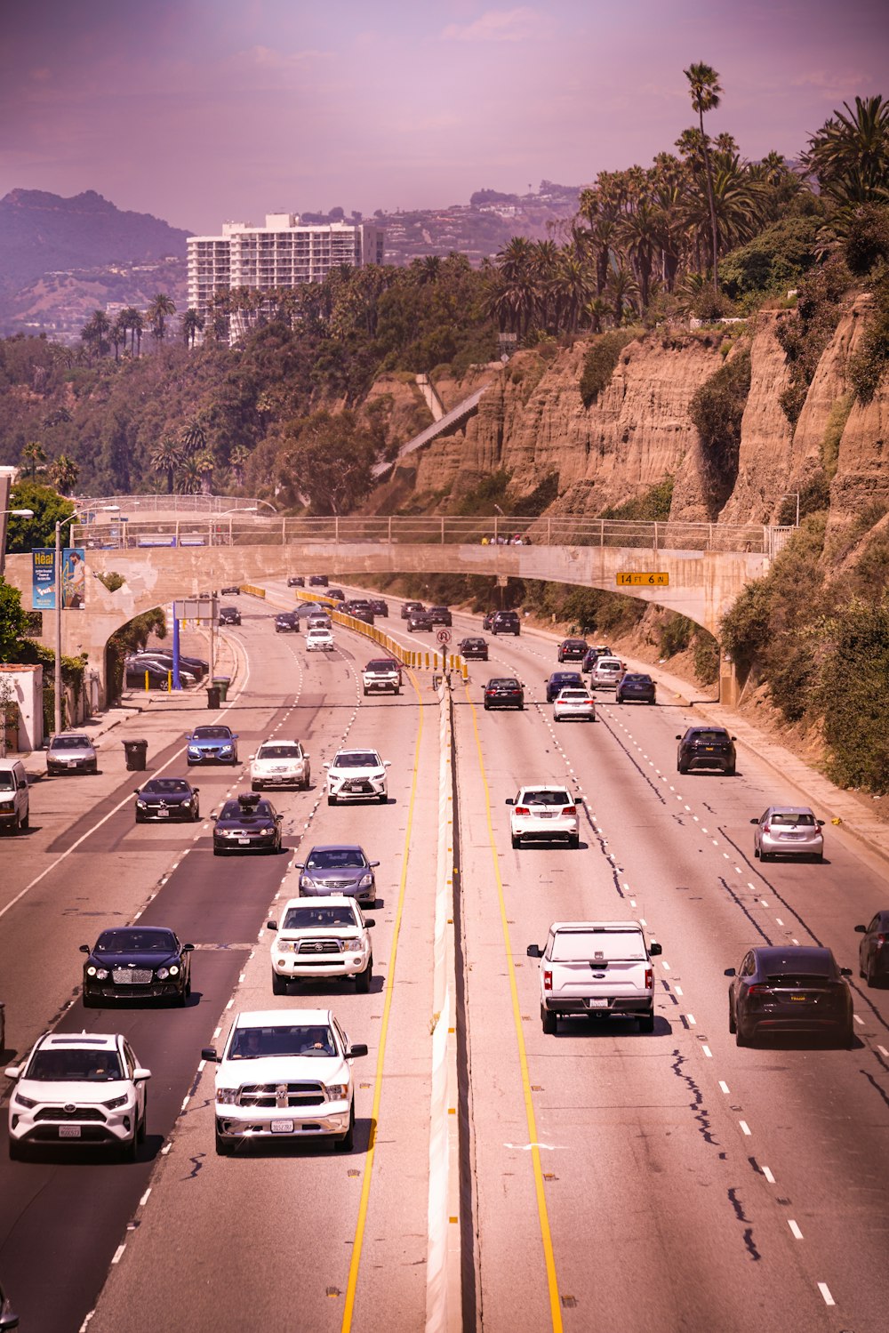 aerial photo of cars running on road