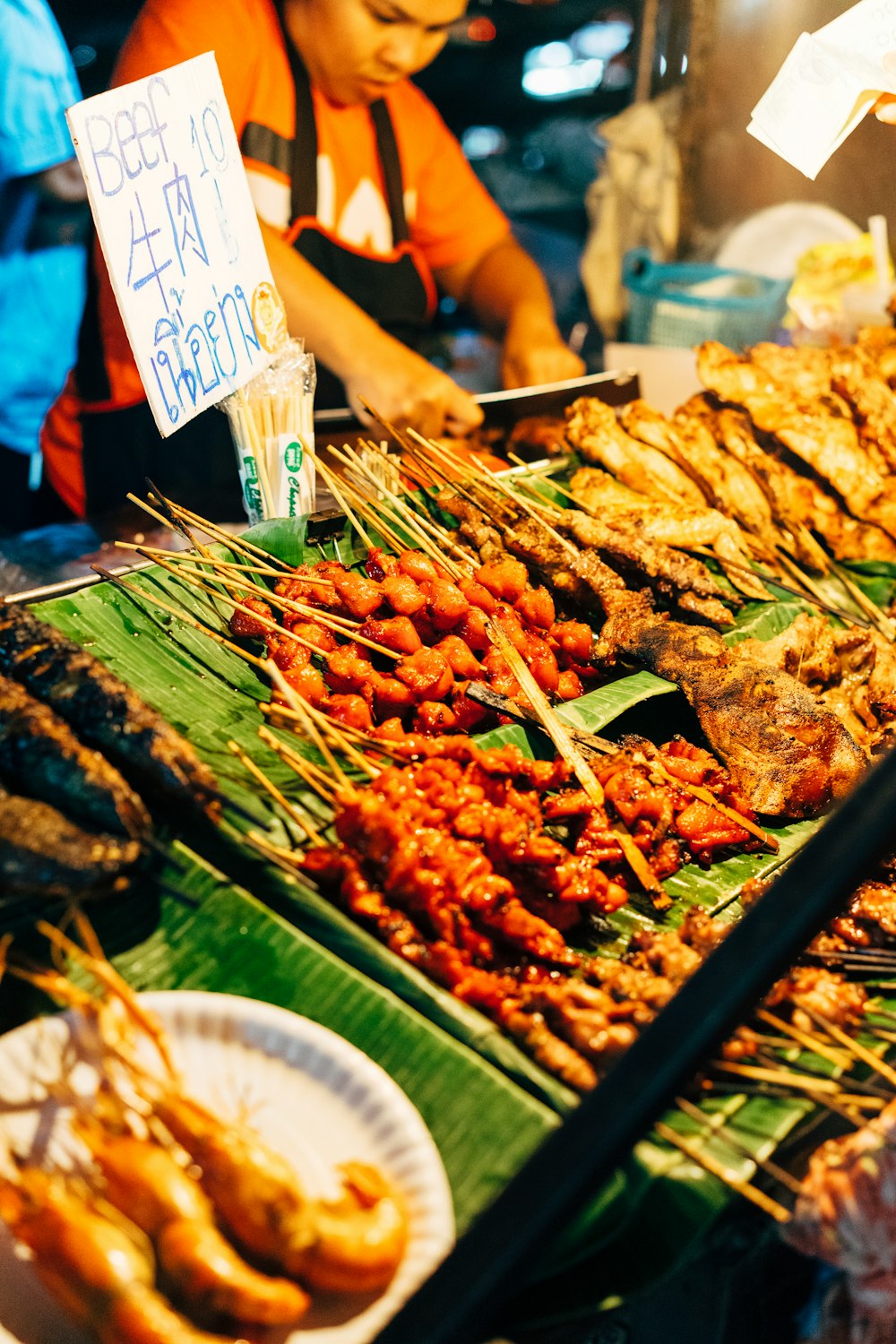 beef on sticks display