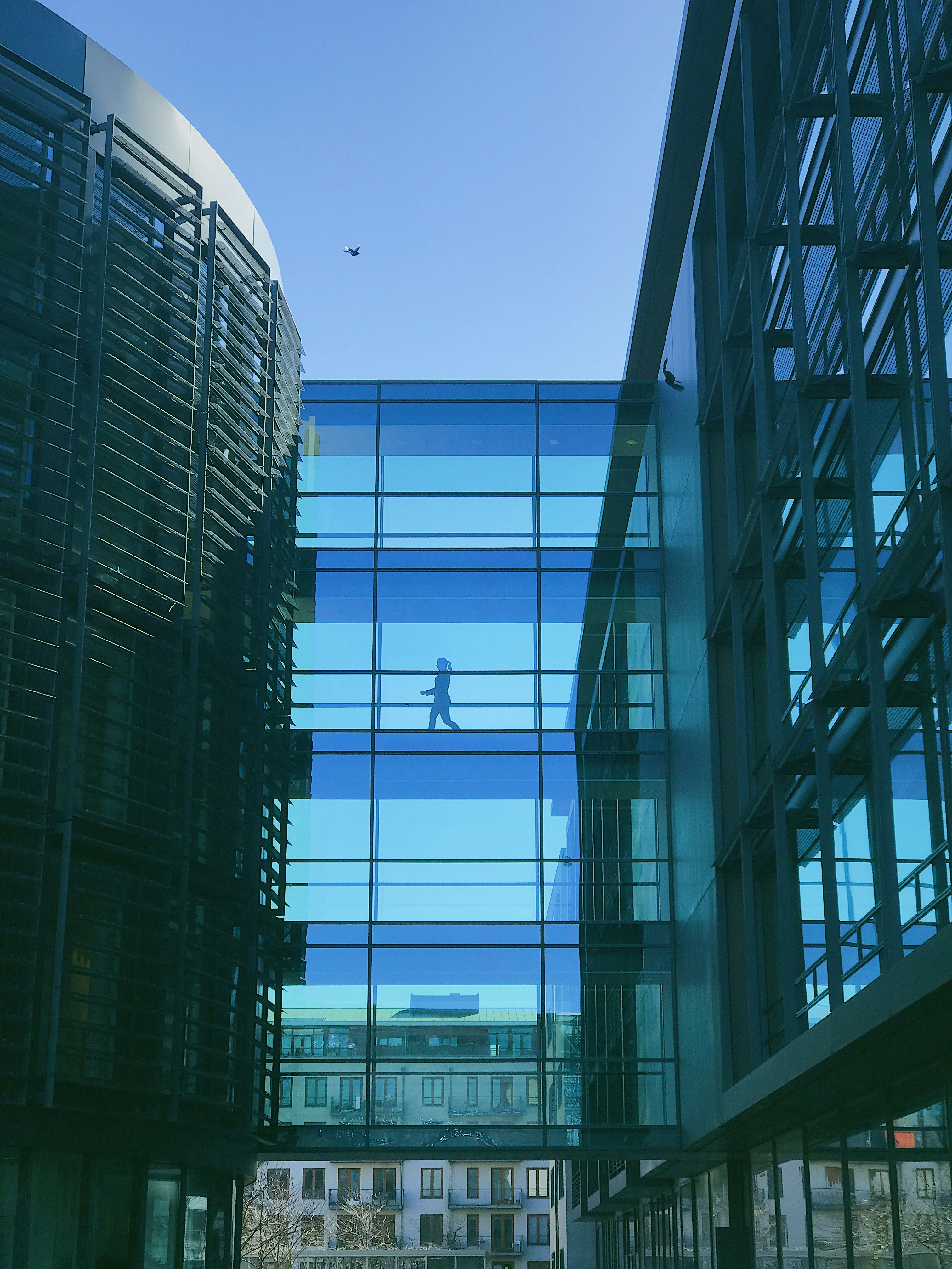view of glass building with alley