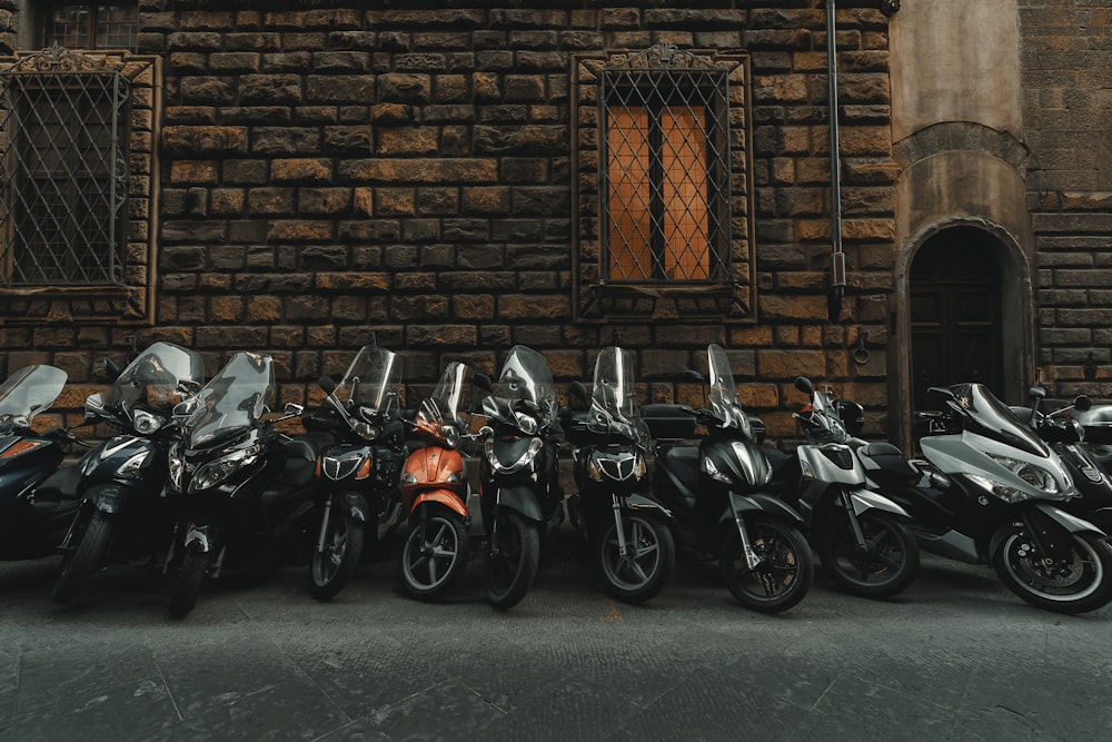 motorcycles park near building