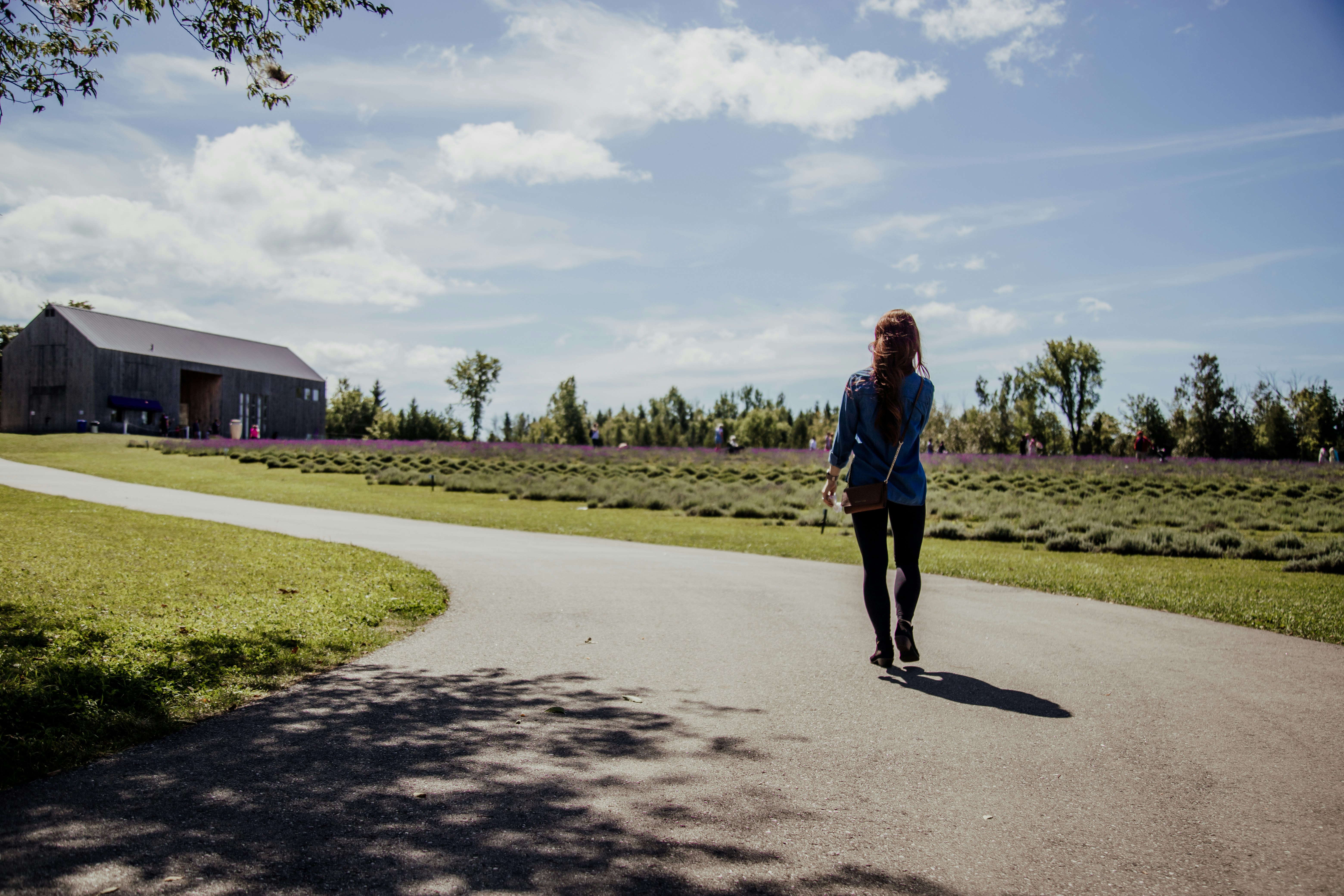 woman walking in road