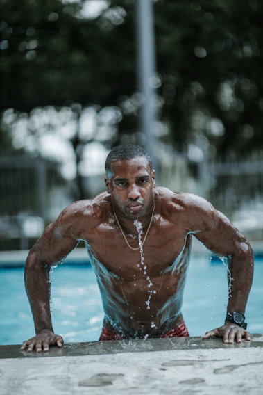 man about to pull out of the water