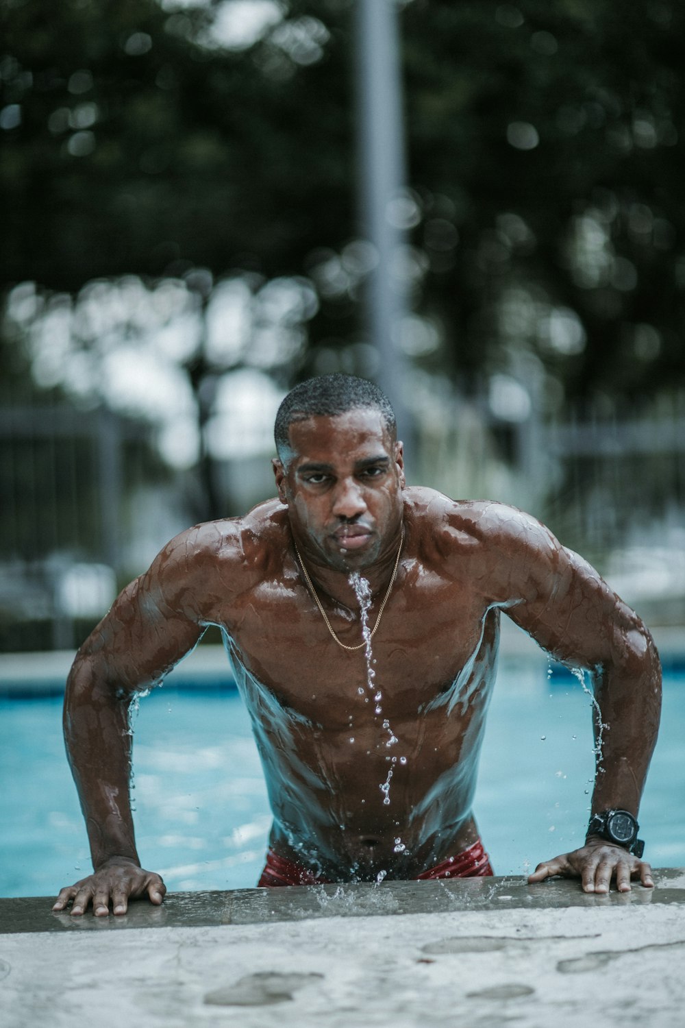 man about to pull out of the water