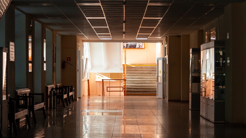 yellow and white empty hallway