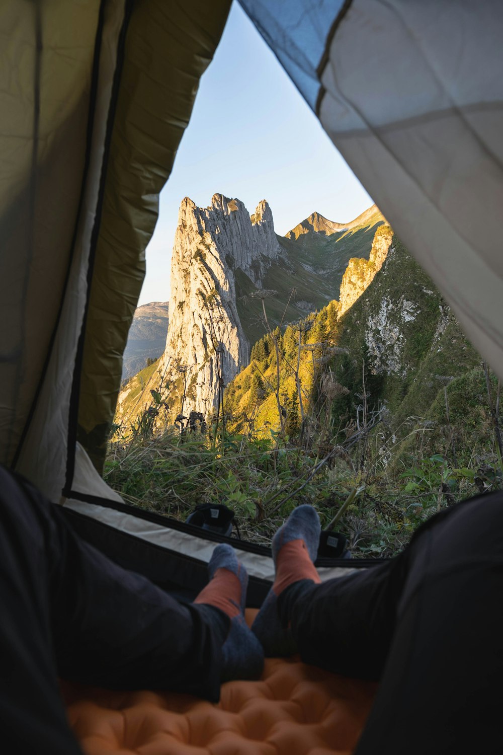 person inside tent